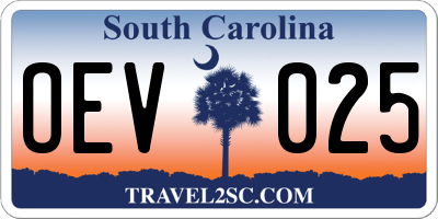 SC license plate OEV025