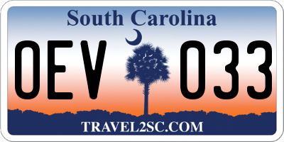 SC license plate OEV033