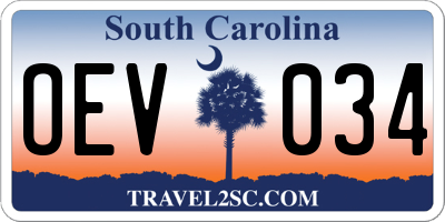 SC license plate OEV034