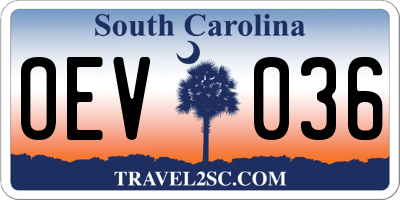 SC license plate OEV036
