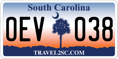 SC license plate OEV038