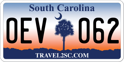 SC license plate OEV062