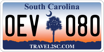 SC license plate OEV080