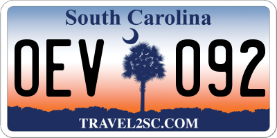 SC license plate OEV092