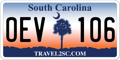 SC license plate OEV106