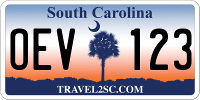 SC license plate OEV123