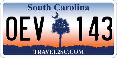 SC license plate OEV143