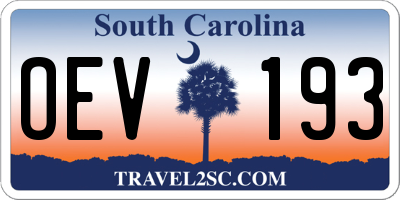 SC license plate OEV193