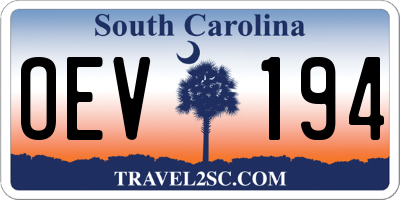 SC license plate OEV194