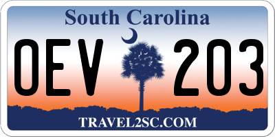 SC license plate OEV203