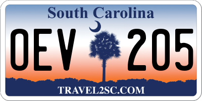 SC license plate OEV205