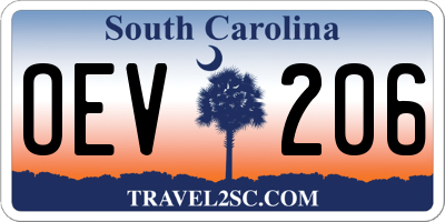 SC license plate OEV206