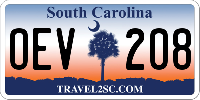 SC license plate OEV208