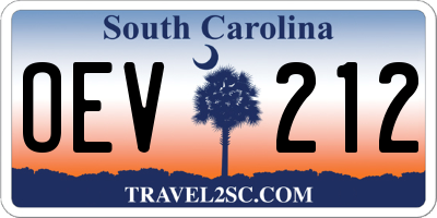 SC license plate OEV212