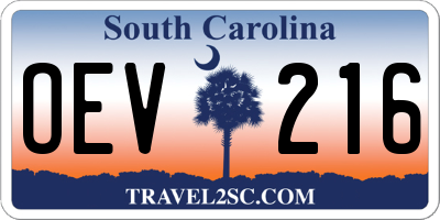 SC license plate OEV216