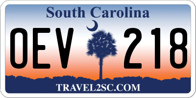 SC license plate OEV218