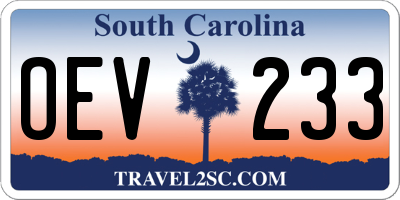 SC license plate OEV233