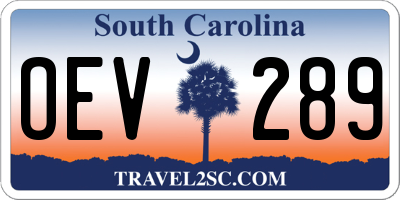 SC license plate OEV289