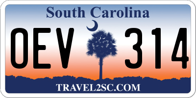 SC license plate OEV314