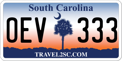 SC license plate OEV333