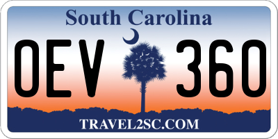 SC license plate OEV360