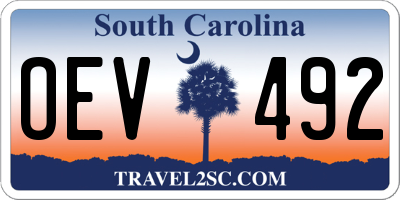 SC license plate OEV492