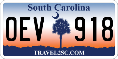 SC license plate OEV918