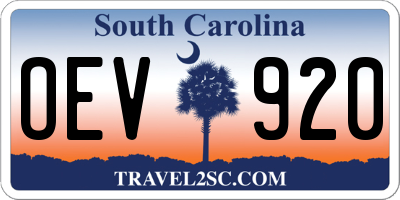 SC license plate OEV920