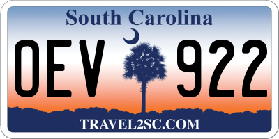 SC license plate OEV922