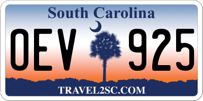 SC license plate OEV925