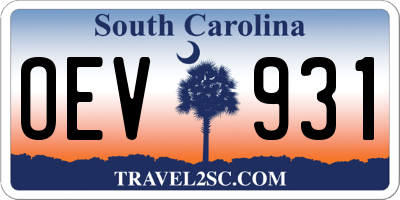 SC license plate OEV931