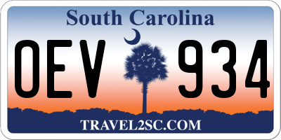 SC license plate OEV934