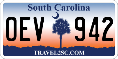 SC license plate OEV942