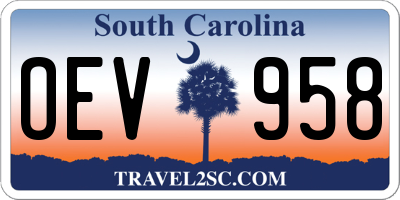 SC license plate OEV958