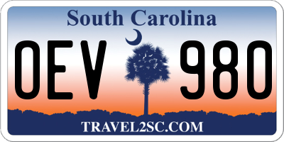 SC license plate OEV980