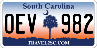 SC license plate OEV982