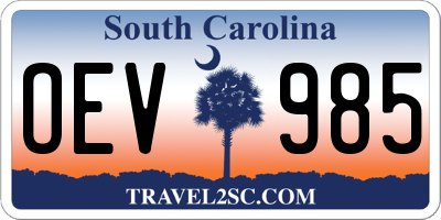 SC license plate OEV985