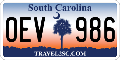SC license plate OEV986