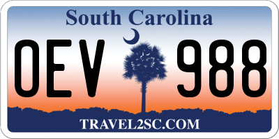 SC license plate OEV988