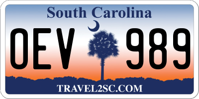 SC license plate OEV989