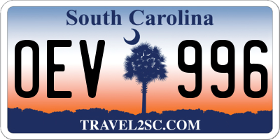 SC license plate OEV996