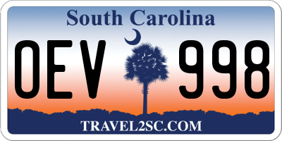 SC license plate OEV998