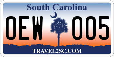 SC license plate OEW005