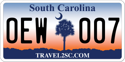 SC license plate OEW007
