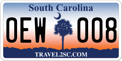 SC license plate OEW008