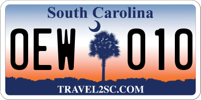 SC license plate OEW010