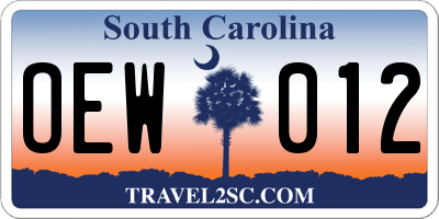 SC license plate OEW012
