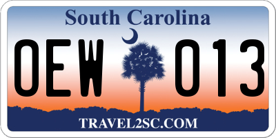SC license plate OEW013