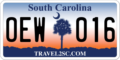 SC license plate OEW016