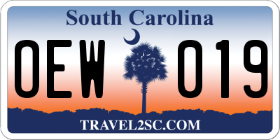 SC license plate OEW019